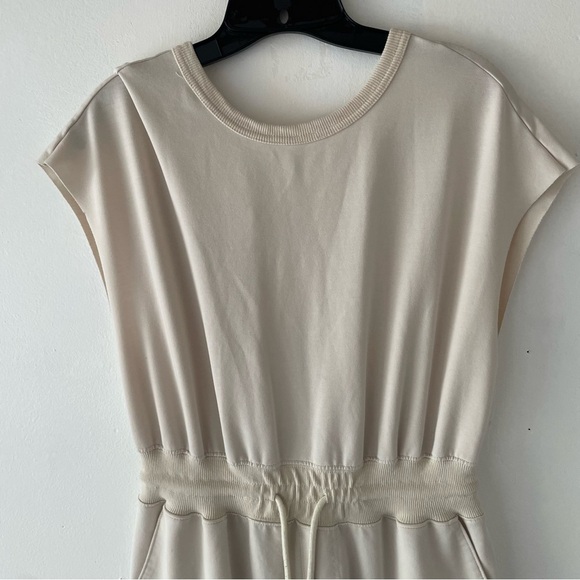 Cream Crewneck Cutout Back Cinched Waist Cap Sleeve Jumpsuit 27131 - Picture 6 of 11